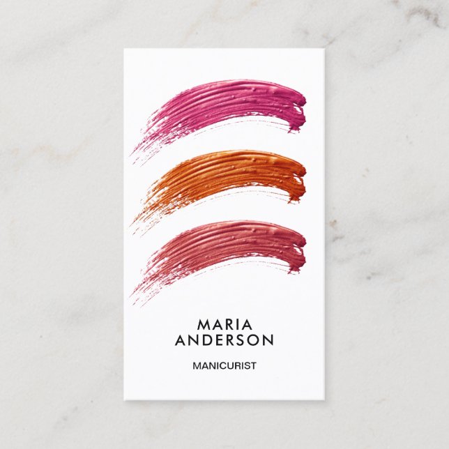 Carte De Visite Manicuriste des nuances de couleurs polonaises (Devant)