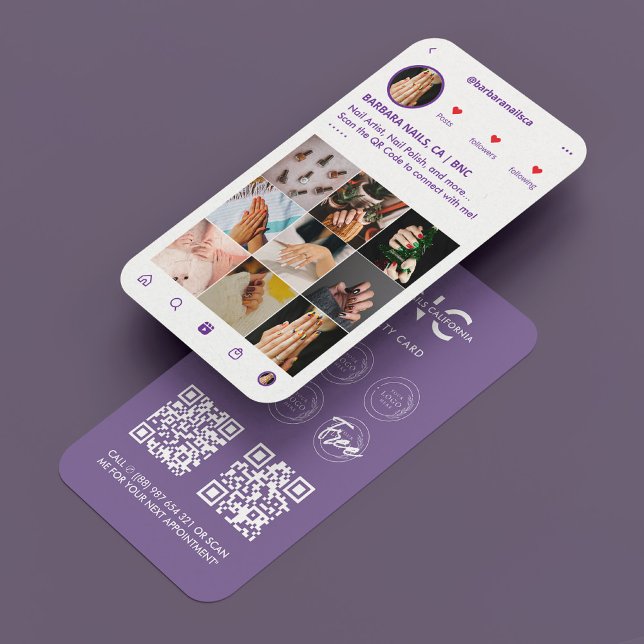 Carte De Visite Manicuriste Nail Artiste Tech IG Dusty Purple (Manicurist Nail Artist Tech IG Loyalty Purple Business Card
)