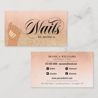 Carte De Visite Manicuriste Nail Tech Golden Glam Salon