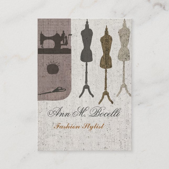 Carte De Visite Mannequin de mode artisanal à la machine à coudre  (Devant)