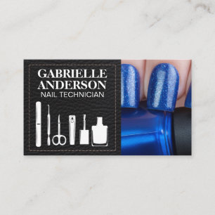 Carte De Visite Manucure Blue Nail Polonais Cuir apparent