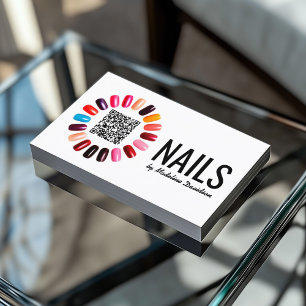 Carte De Visite Manucure Clou Polonais Scannable QR Code Basique B
