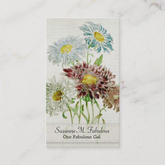 Carte De Visite Manuscrit chinensis de cru de bouquet de fleur (Devant)