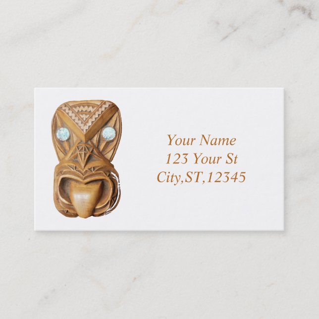 Carte De Visite Maori sculptée Tiki Face Thunder_Cove (Devant)