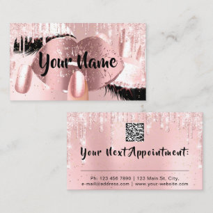 Carte De Visite Maquillage à ongles Artiste Rose Kiss Lip Lash QRC
