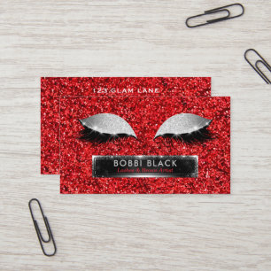 Carte De Visite Maquillage argenté rouge de charme de parties