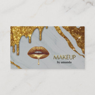 Carte De Visite Maquillage Artiste avec l'or gouttes de marbre Bus