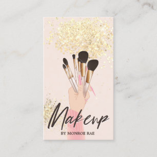 Carte De Visite Maquillage Artiste Beauté Salon Glam Pink Gold Cr