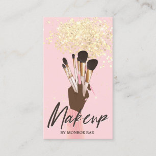 Carte De Visite Maquillage Artiste Beauté Salon Glam Pink Gold pa