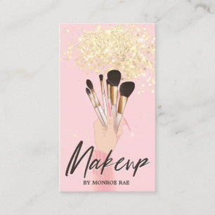 Carte De Visite Maquillage Artiste Beauté Salon Glam Pink Gold par