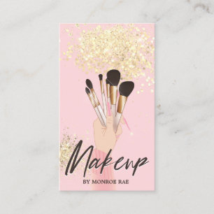 Carte De Visite Maquillage Artiste Beauté Salon Glam rose et or