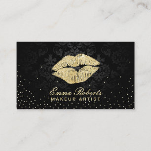 Carte De Visite Maquillage Artiste Beauté Salon Or Baiser Noir Dam