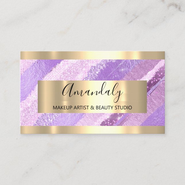 Carte De Visite Maquillage Artiste Blogueur Influencer Violet Stro (Devant)