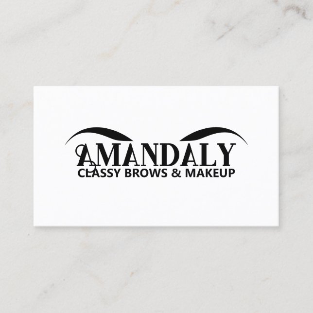 Carte De Visite Maquillage Artiste Brosse QR LOGO Noir Blanc (Devant)