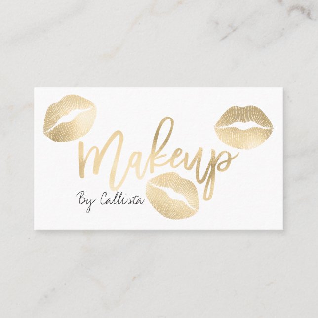 Carte De Visite Maquillage Artiste Chic Gold Lièvres Typographie M (Devant)