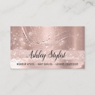 Carte De Visite Maquillage Artiste Coiffeur Salon Lash Rose Métal 