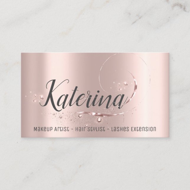 Carte De Visite Maquillage Artiste Coiffeur Salon Lashes Rose Rose (Devant)