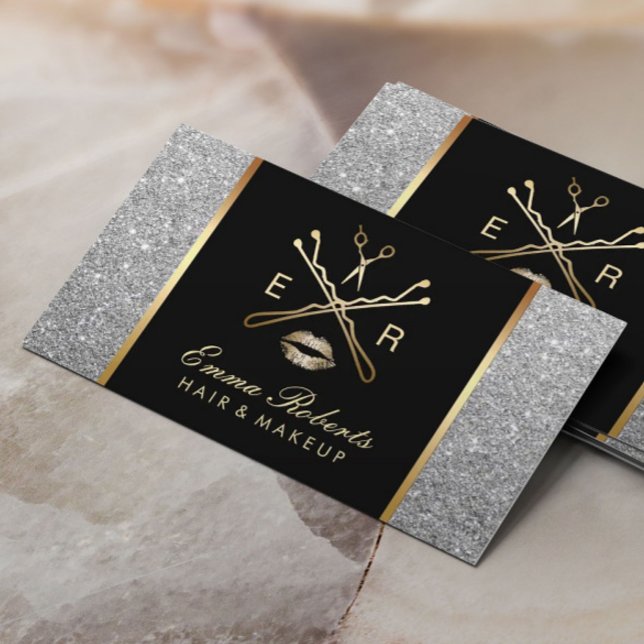 Carte De Visite Maquillage Artiste Coiffure Stylo Parties scintill (Créateur téléchargé)