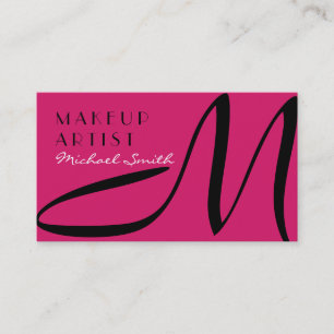 Carte De Visite Maquillage Artiste élégant Monogramme moderne Rose