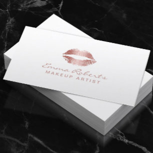 Carte De Visite Maquillage Artiste Élégant Rose Gold Lips Salon