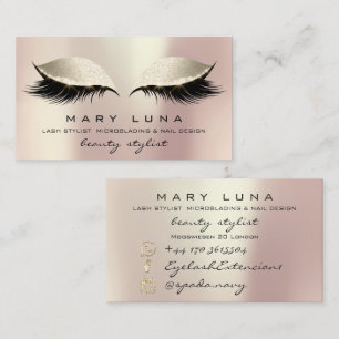Carte De Visite Maquillage Artiste Eyebros Lashes Or Rose ivoire