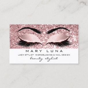 Carte De Visite Maquillage Artiste Eyebros Lashes Rose brillant Or