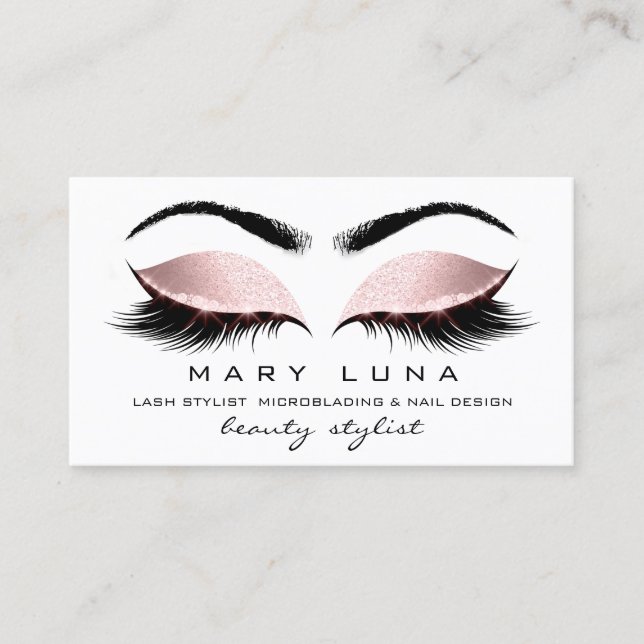 Carte De Visite Maquillage Artiste Eyebross Lashes White Rose Gold (Devant)