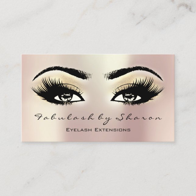 Carte De Visite Maquillage Artiste Eyebrow Lash Extension Or Champ (Devant)