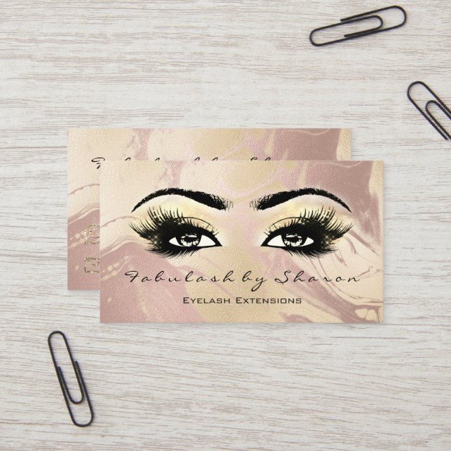 Carte De Visite Maquillage Artiste Eyebrow Lashes Extension Marble (Devant/Arrière en situation)