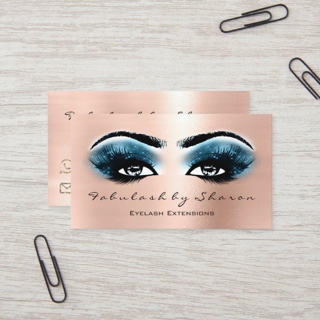 Carte De Visite Maquillage Artiste Eyebrow Lashes Extension Rose B (Devant/Arrière en situation)