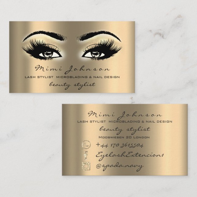 Carte De Visite Maquillage Artiste Eyebrow Lashes Or Sepi Esthétic (Devant / Derrière)