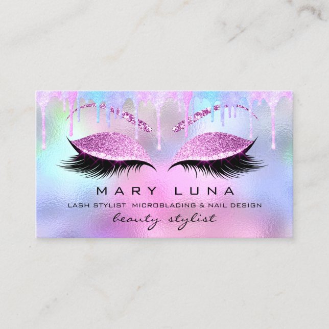 Carte De Visite Maquillage Artiste Eyebrows Lash Holographique PIn (Devant)