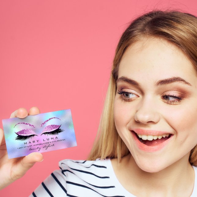 Carte De Visite Maquillage Artiste Eyebrows Lashes Ombre Parties s (Makeup Artist Eyebrows Lashes Ombre Pink Glitter Business Card)