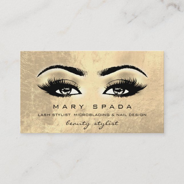 Carte De Visite Maquillage Artiste Eyebrows Lashes Or Esthétique (Devant)