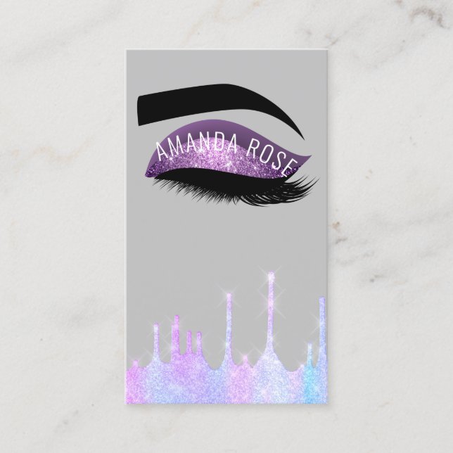 Carte De Visite Maquillage Artiste Eyelash Brosses Holographe viol (Devant)