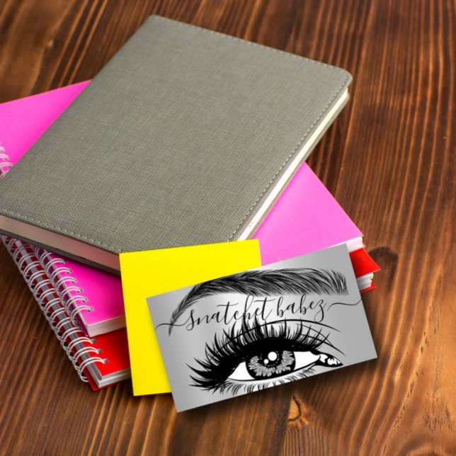 Carte De Visite Maquillage Artiste Eyelash Hair Brows Code QR Logo (Créateur téléchargé)