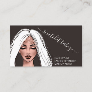 Carte De Visite Maquillage Artiste Eyelash Hair Brows QR Code noir