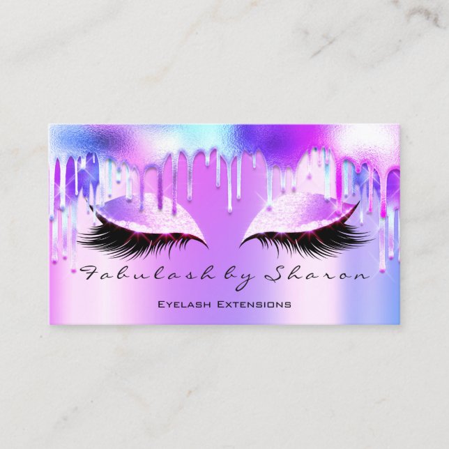 Carte De Visite Maquillage Artiste Eyelash Holograph Drips rose (Devant)