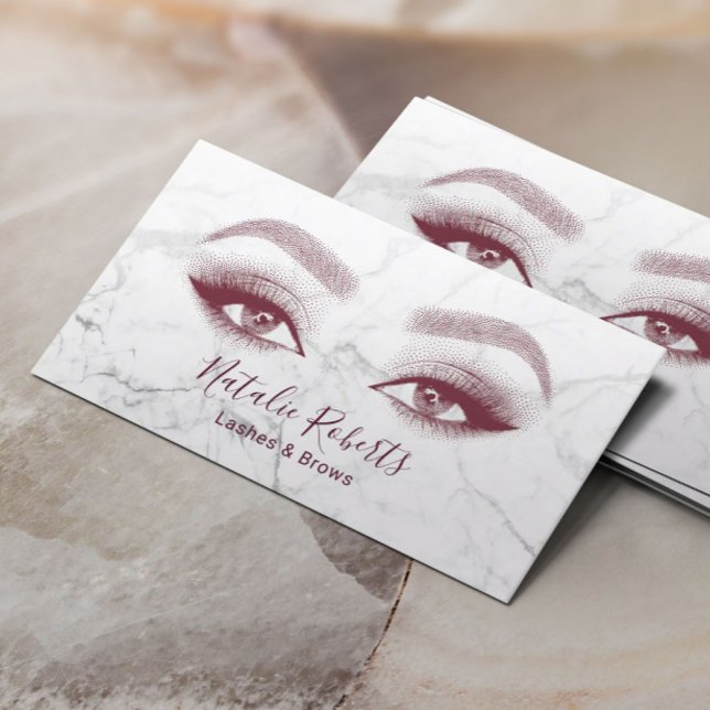 Carte De Visite Maquillage Artiste Eyelash Lashes Marbre Beauté Sa (Créateur téléchargé)