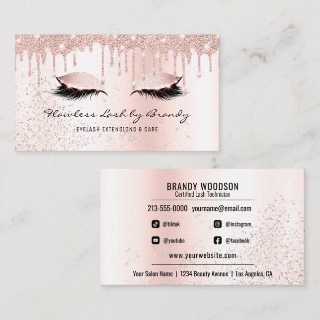Carte De Visite Maquillage Artiste Eyelash Lashes Parties scintill (Devant / Derrière)