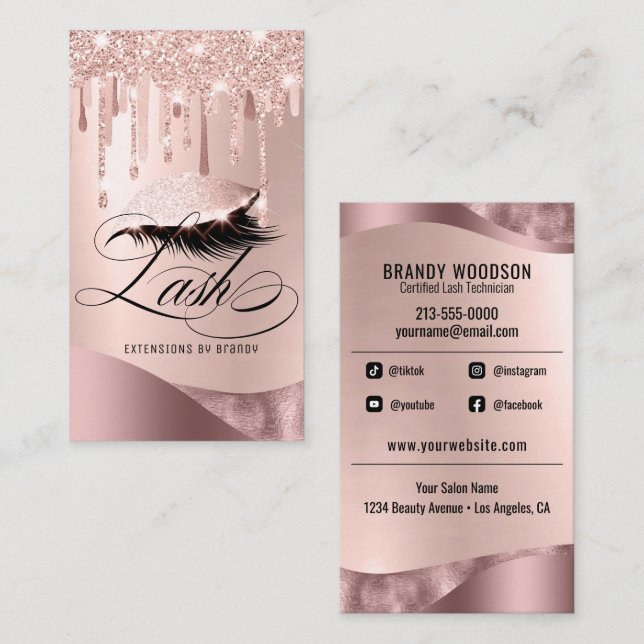 Carte De Visite Maquillage Artiste Eyelash Lashes Parties scintill (Devant / Derrière)