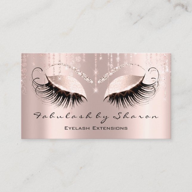 Carte De Visite Maquillage Artiste Eyelashes Extension Rose Brosse (Devant)