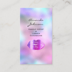 Carte De Visite Maquillage Artiste Eyelashes Kiss LIps Hair Pink O