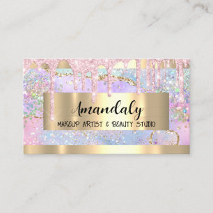 Carte De Visite Maquillage Artiste Gold Parties scintillant encadr