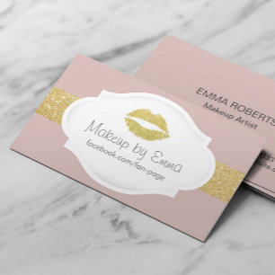 Carte De Visite Maquillage Artiste Gold Parties scintillant lèvres