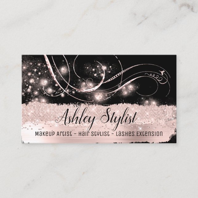 Carte De Visite Maquillage Artiste Hair Salon Extension Lash Rose  (Devant)