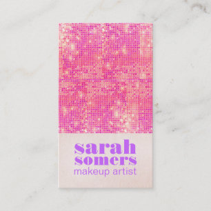 Carte De Visite Maquillage Artiste Hot rose Girls Sequins