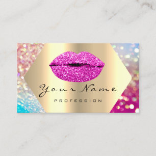 Carte De Visite Maquillage Artiste Kiss LIPS Pink Glam Holographe