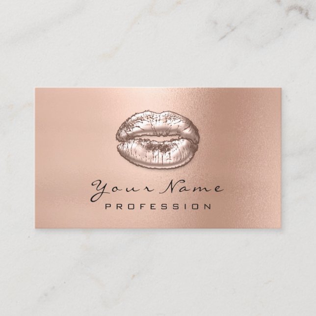 Carte De Visite Maquillage Artiste Kiss Lips Skinny Rose Gold Wow (Devant)