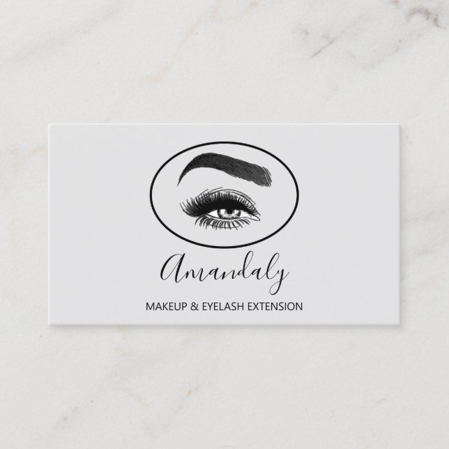 Carte De Visite Maquillage Artiste Lash Friseur Logo QR CODE gris  (Devant)